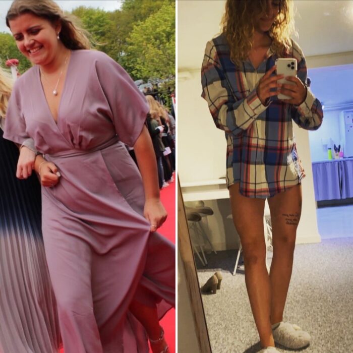 Josefine før og efter sit forløb hos Soon2Fit